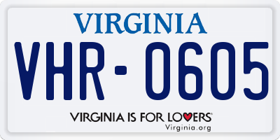 VA license plate VHR0605