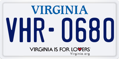 VA license plate VHR0680