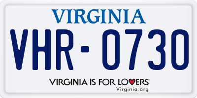 VA license plate VHR0730