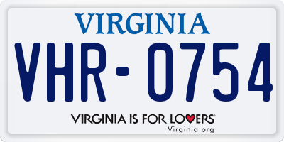 VA license plate VHR0754