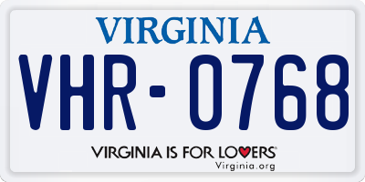 VA license plate VHR0768