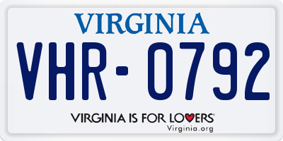 VA license plate VHR0792