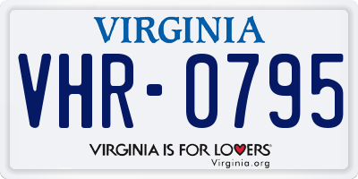 VA license plate VHR0795