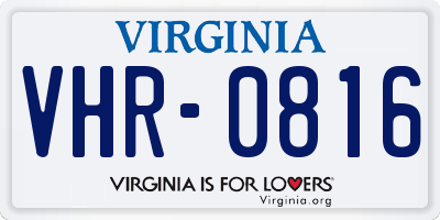 VA license plate VHR0816