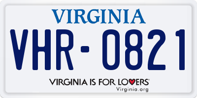 VA license plate VHR0821