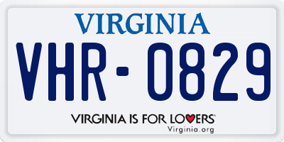 VA license plate VHR0829
