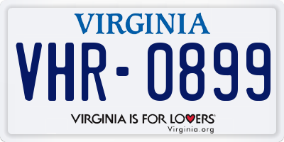 VA license plate VHR0899