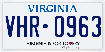 VA license plate VHR0963