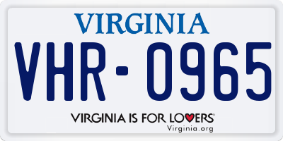 VA license plate VHR0965