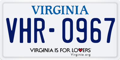 VA license plate VHR0967