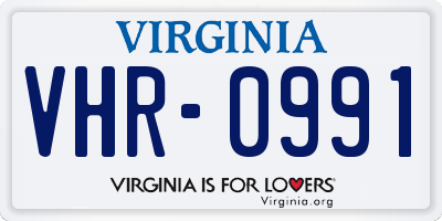VA license plate VHR0991