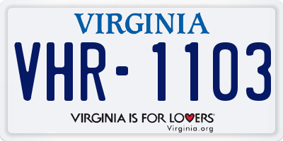 VA license plate VHR1103