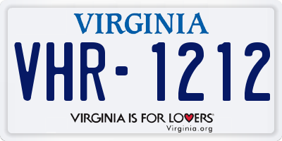 VA license plate VHR1212