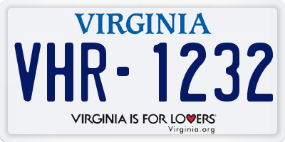 VA license plate VHR1232