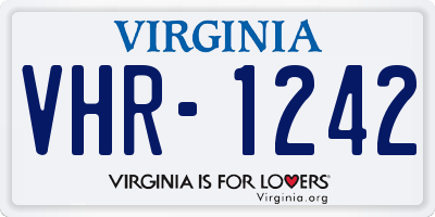 VA license plate VHR1242