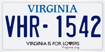 VA license plate VHR1542