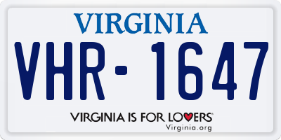 VA license plate VHR1647