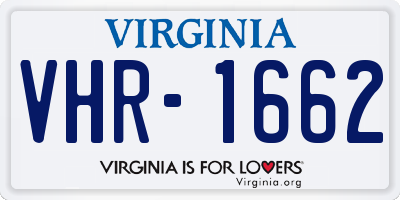 VA license plate VHR1662