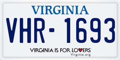 VA license plate VHR1693