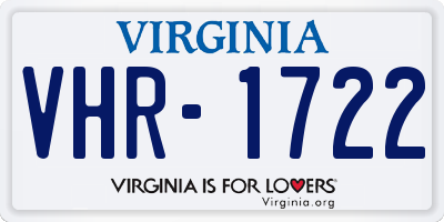 VA license plate VHR1722