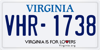 VA license plate VHR1738
