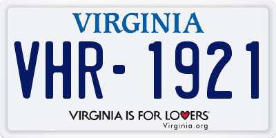 VA license plate VHR1921