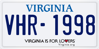 VA license plate VHR1998