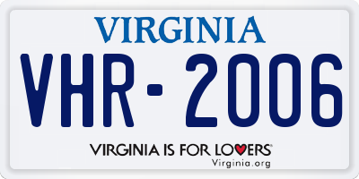 VA license plate VHR2006
