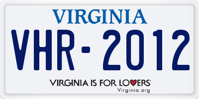 VA license plate VHR2012