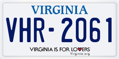 VA license plate VHR2061