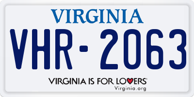 VA license plate VHR2063