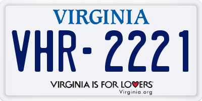 VA license plate VHR2221
