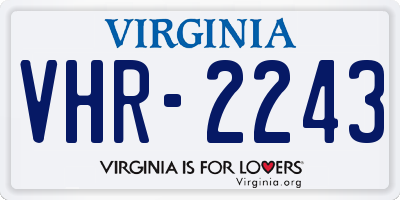 VA license plate VHR2243