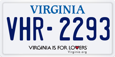 VA license plate VHR2293