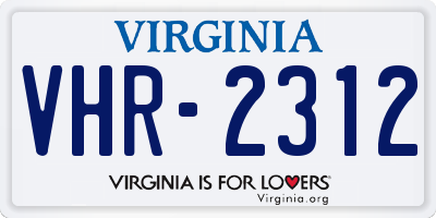 VA license plate VHR2312