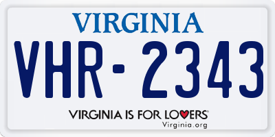 VA license plate VHR2343