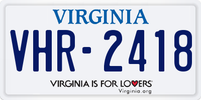 VA license plate VHR2418