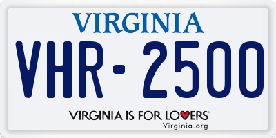 VA license plate VHR2500