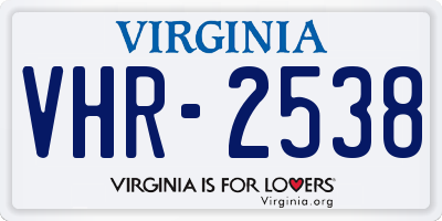 VA license plate VHR2538
