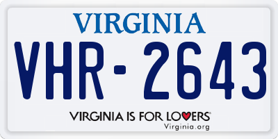 VA license plate VHR2643