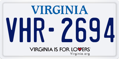 VA license plate VHR2694