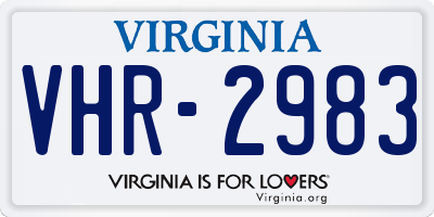 VA license plate VHR2983