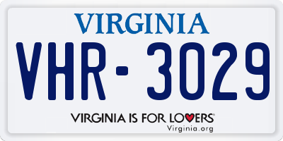 VA license plate VHR3029