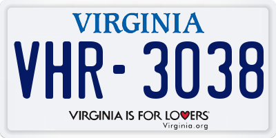 VA license plate VHR3038