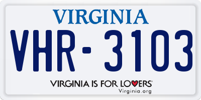 VA license plate VHR3103