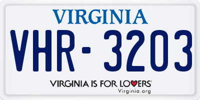 VA license plate VHR3203