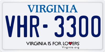 VA license plate VHR3300