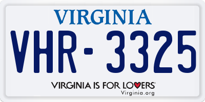 VA license plate VHR3325