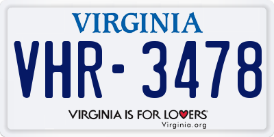 VA license plate VHR3478