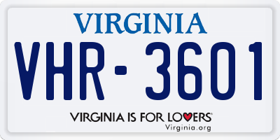 VA license plate VHR3601